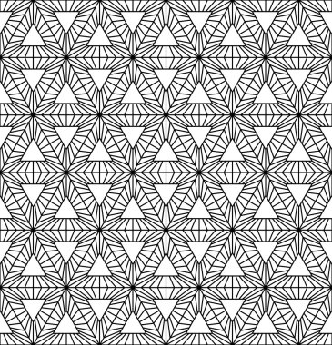 Vektör modern sorunsuz kutsal geometri desen altıgen, siyah ve beyaz soyut geometrik arka plan, yastık yazıcı, tek renkli retro doku, hippi moda tasarımı
