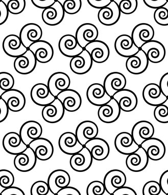 Vektör modern sorunsuz geometri desen spiraller, siyah ve beyaz soyut geometrik arka plan, yastık yazıcı, tek renkli retro doku, hippi moda tasarımı