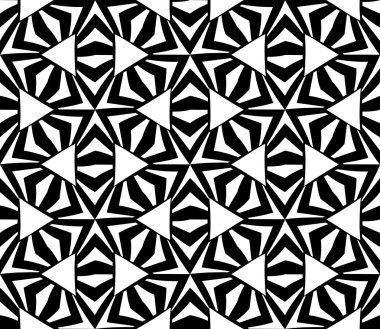 Vektör modern sorunsuz kutsal geometri model, siyah ve beyaz soyut geometrik arka plan, yastık yazıcı, tek renkli retro doku, hippi moda tasarımı