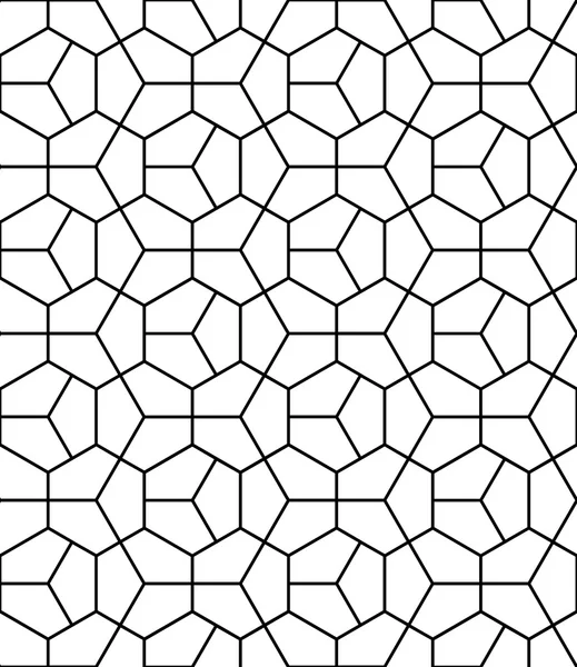 Векторный современный бесшовный геометрический узор шестиугольник, черно-белый абстрактный геометрический фон, печать подушек, монохромная ретро-текстура, дизайн хипстерской моды — стоковый вектор
