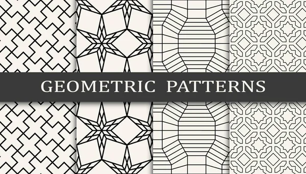 Satz Geometrischer Nahtloser Muster Abstraktes Geometrisches Druckmuster Nahtloses Geometrisches Muster — Stockvektor