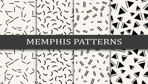 Zestaw Bezszwowych Wzorów Stylu Memphis Abstrakcyjny Wzór Memphis Projektu Graficznego — Wektor stockowy