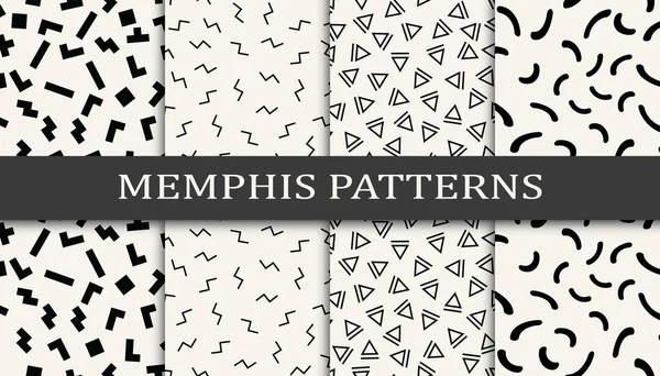 Uppsättning Sömlösa Mönster Memphis Stil Abstrakt Grafisk Design Memphis Mönster — Stock vektor