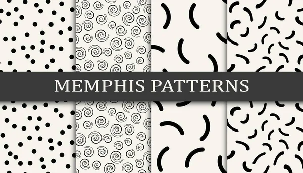 Set Memphis Style Seamless Patterns Abstract Graphic Design Memphis Pattern — Stock Vector