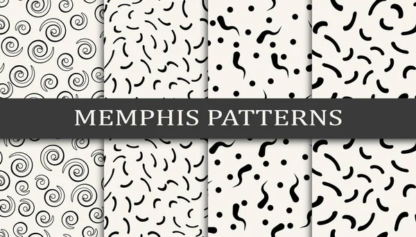 Uppsättning Sömlösa Mönster Memphis Stil Abstrakt Grafisk Design Memphis Mönster — Stock vektor