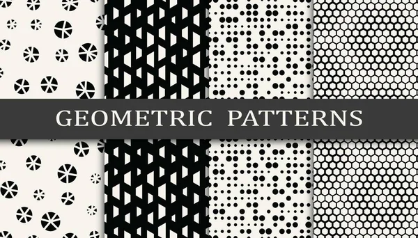 Set Geometric Seamless Patterns Abstract Geometric Graphic Design Simple Pattern — Stock Vector