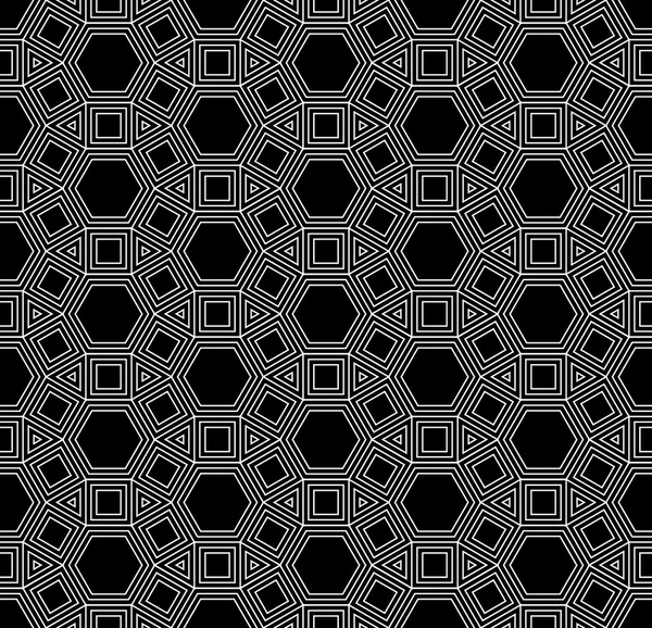 Vector moderno patrón de geometría sin costura, fondo geométrico abstracto en blanco y negro, impresión de papel pintado, textura retro monocromática, diseño de moda hipster — Vector de stock