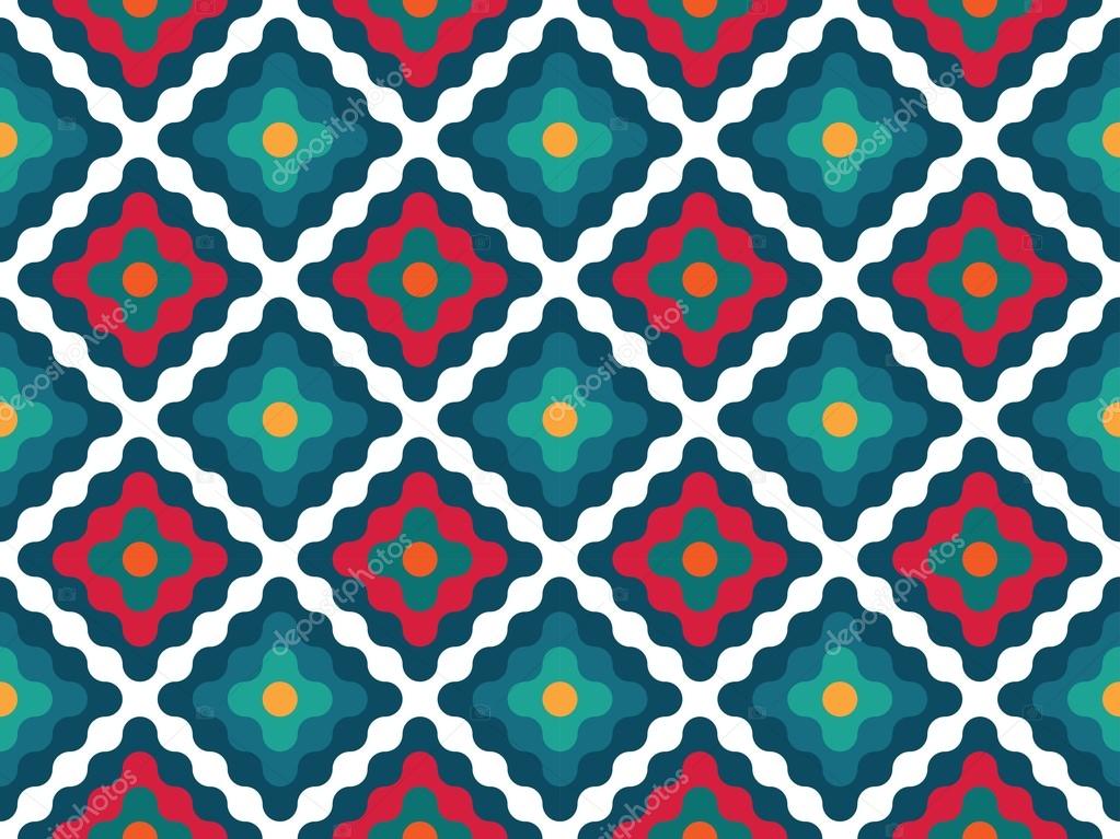 Vector modern seamless colorful geometry pattern flowers