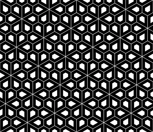 Vector moderne naadloze heilige geometrie patroon pentagon, zwart-witprinter abstracte geometrische achtergrond, trendy print, monochroom retro textuur, hipster modevormgeving — Stockvector