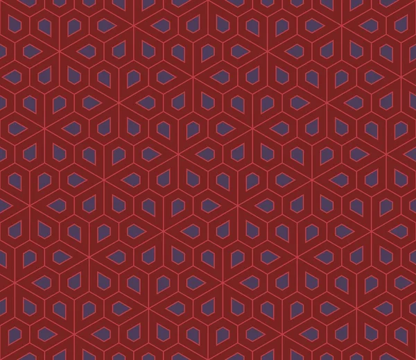 Motif géométrique coloré sans couture vectoriel moderne, fleurs pentagone, couleur bleu rouge, fond géométrique abstrait, impression multicolore tendance, texture rétro, design de mode hipster — Image vectorielle