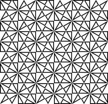 Vektör modern sorunsuz kutsal geometri desen çokgen, siyah ve beyaz soyut geometrik arka plan, modaya uygun yazıcı, tek renkli retro doku, hippi moda tasarımı