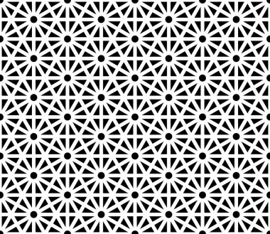 Vektör modern sorunsuz kutsal geometri model, siyah ve beyaz soyut geometrik arka plan, modaya uygun yazıcı, tek renkli retro doku, hippi moda tasarımı