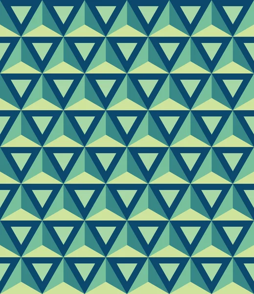 Motif géométrique coloré sans couture vectoriel moderne, triangles 3D, fond géométrique abstrait bleu, imprimé multicolore tendance, texture rétro, design de mode hipster — Image vectorielle