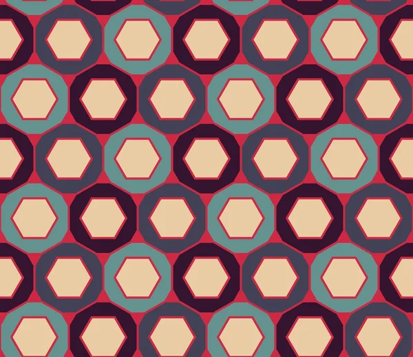 Vector modern seamless colorful geometry pattern, hexagon, color blue red, abstract geometric background, trendy multicolored print, retro texture, hipster fashion design — Stock vektor