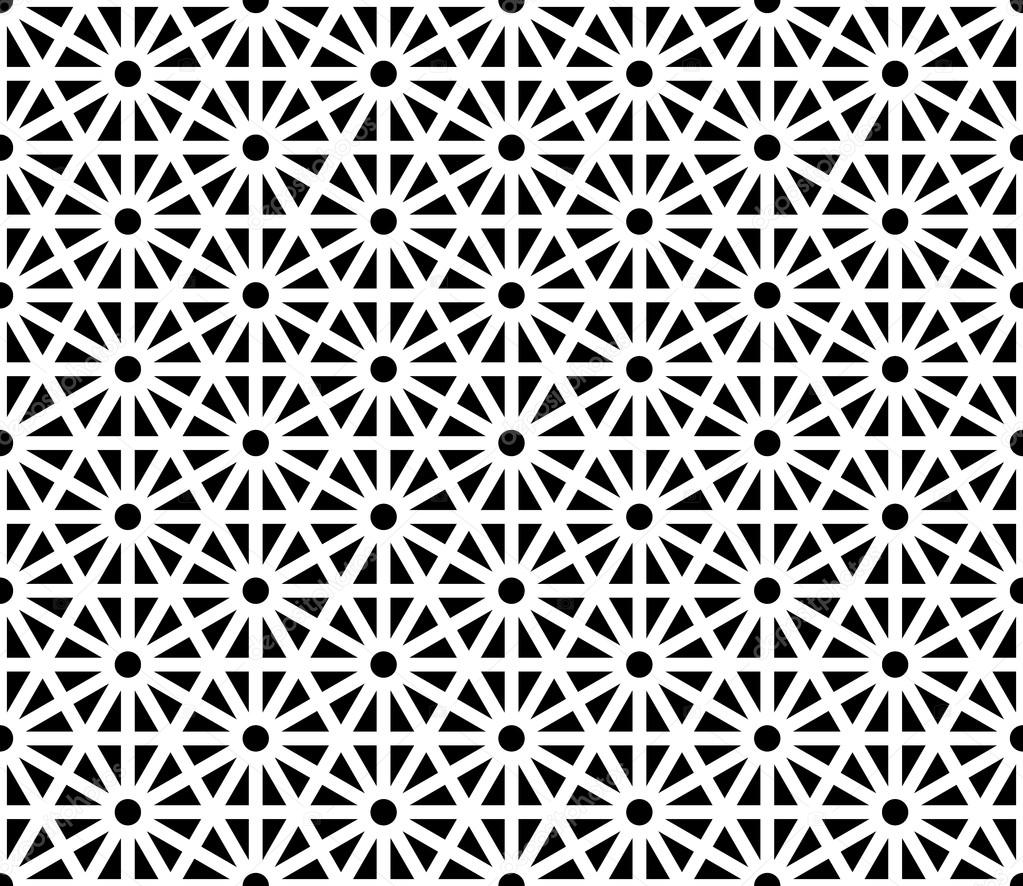 Vector modern seamless sacred geometry pattern, black and white