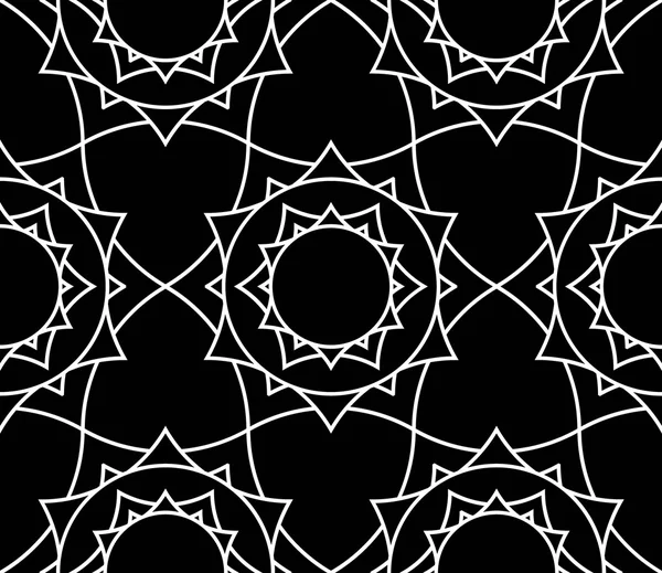Vector modern seamless sacred geometry pattern floral, black and white abstract geometric background, trendy print, monochrome retro texture, hipster fashion design — ストックベクタ