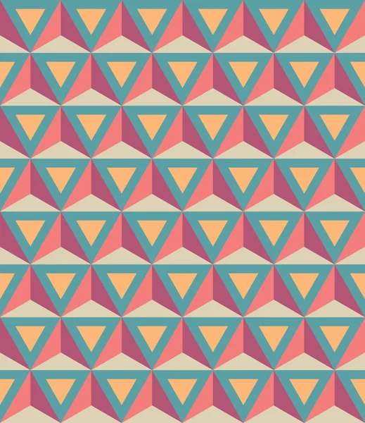 Vector moderno patrón de geometría colorida sin costuras, triángulos 3D, fondo geométrico abstracto de color, impresión multicolor de moda, textura retro, diseño de moda hipster — Archivo Imágenes Vectoriales