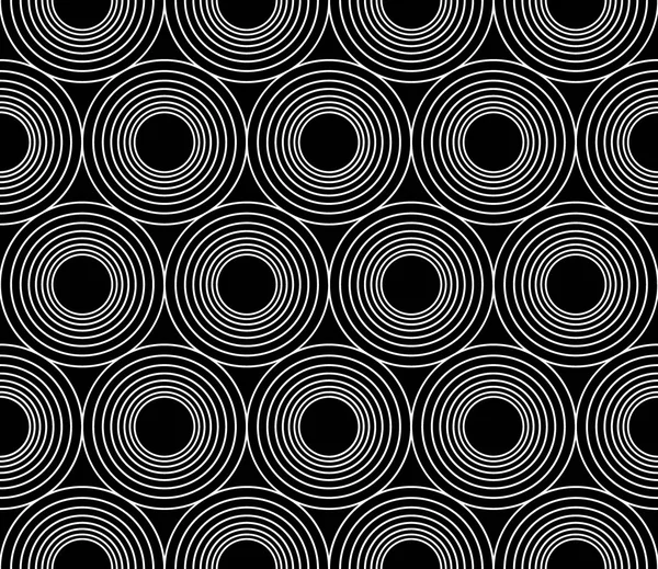 Vector modern seamless geometry pattern circles concentric, black and white abstract geometric background, trendy print, monochrome retro texture, hipster fashion design — Stock vektor