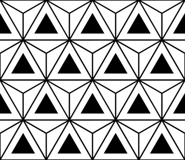 Vektör modern sorunsuz kutsal geometri desen altıgen üçgenler, siyah ve beyaz soyut geometrik arka plan, modaya uygun yazıcı, tek renkli retro doku, hippi moda tasarımı