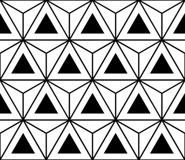 Vector modern seamless sacred geometry pattern hexagon triangles, black and white abstract geometric background, trendy print, monochrome retro texture, hipster fashion design clipart