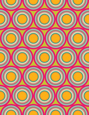 Vektör modern kesintisiz renkli geometri circles desen, renk soyut geometrik arka plan, trendy çok renkli baskı, retro doku, hippi moda tasarımı