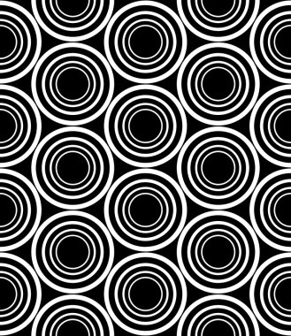Vector modern seamless geometry pattern circles concentric, black and white abstract geometric background, trendy print, monochrome retro texture, hipster fashion design