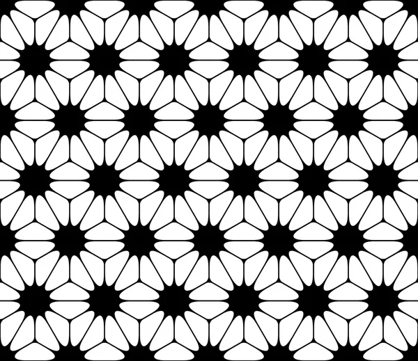 Motif géométrique sacré sans couture vectoriel moderne floral, fond géométrique abstrait noir et blanc, imprimé tendance, texture rétro monochrome, design de mode hipster — Image vectorielle