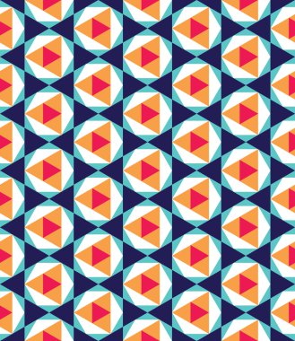 Vector modern seamless colorful geometry pattern triangle polygon, color blue orange abstract geometric background, trendy multicolored print, retro texture, hipster fashion design
