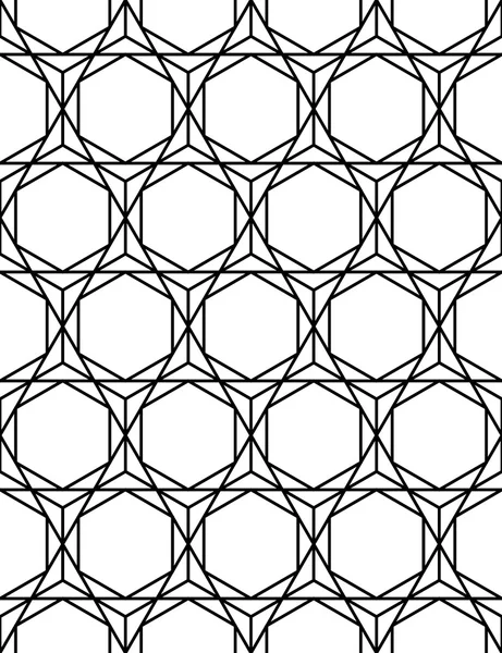 Vector moderno patrón de geometría sagrada inconsútil hexágono, fondo geométrico abstracto en blanco y negro, impresión de moda, textura retro monocromática, diseño de moda hipster — Archivo Imágenes Vectoriales