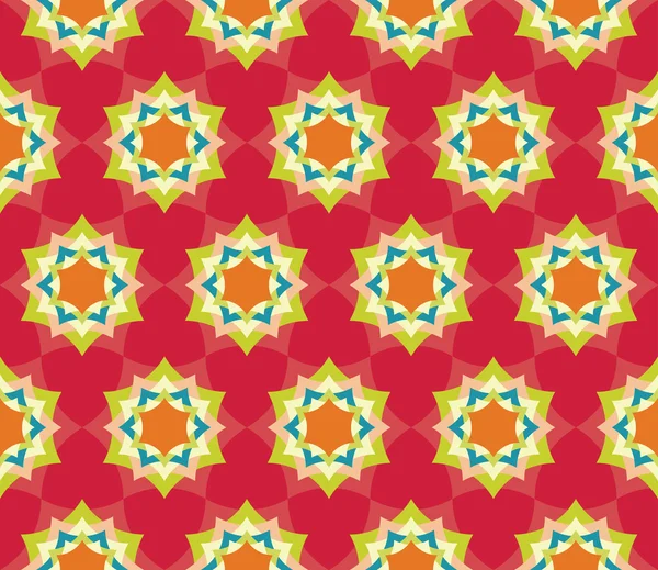 Vector modern seamless colorful geometry petal flower mandala pattern, color red abstract geometric background, trendy multicolored print, retro texture, hipster fashion design — Stock vektor