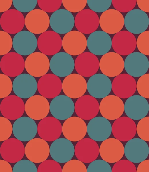 Vektor moderne nahtlose bunte Geometriemuster, Kreise, Farbe rot blau orange, abstrakter geometrischer Hintergrund, trendiger mehrfarbiger Druck, Retro-Textur, Hipster-Mode-Design — Stockvektor