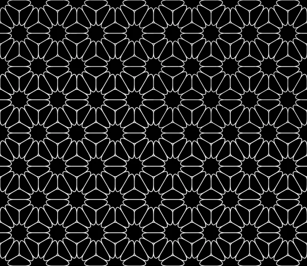 Vector modern seamless sacred geometry pattern floral, black and white abstract geometric background, trendy print, monochrome retro texture, hipster fashion design — Stock vektor