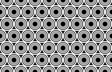 Vector modern seamless geometry pattern circles concentric, black and white abstract geometric background, trendy print, monochrome retro texture, hipster fashion design