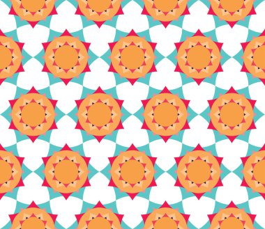 Vector modern seamless colorful geometry petal flower mandala pattern, color abstract geometric background, trendy multicolored print, retro texture, hipster fashion design