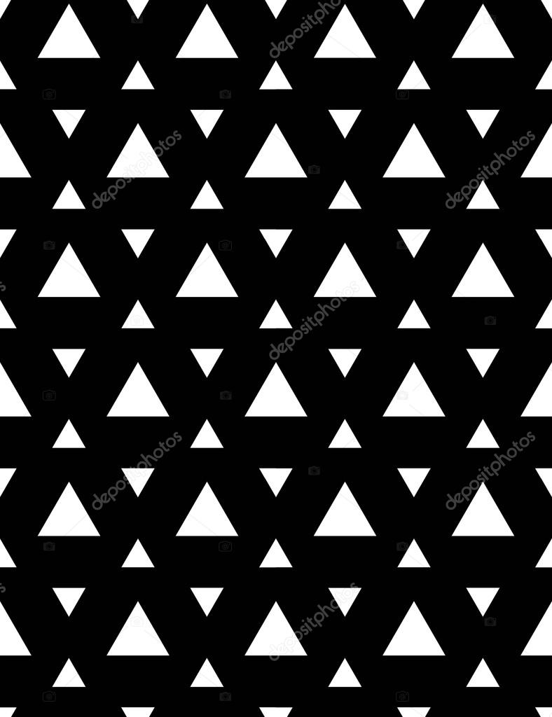 Vector modern seamless geometry pattern triangles, black and white abstract geometric background, trendy print, monochrome retro texture, hipster fashion design