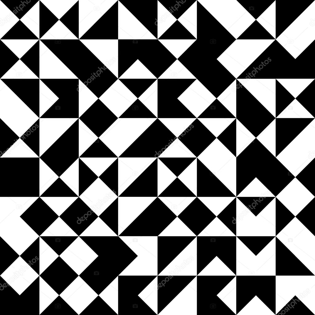 Vector modern seamless geometry pattern random triangle, black and white abstract geometric background, trendy print, monochrome retro texture, hipster fashion design