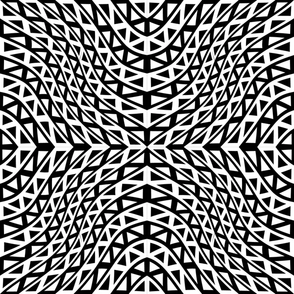 Motif géométrique moderne vectoriel sans couture trippy, fond géométrique abstrait noir et blanc, imprimé tendance, texture rétro monochrome, design de mode hipster — Image vectorielle