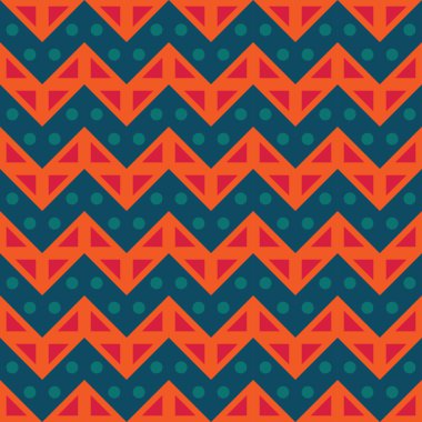 Vector modern seamless colorful geometry chevron lines pattern, color blue orange, abstract geometric background, trendy multicolored print, retro texture, hipster fashion design