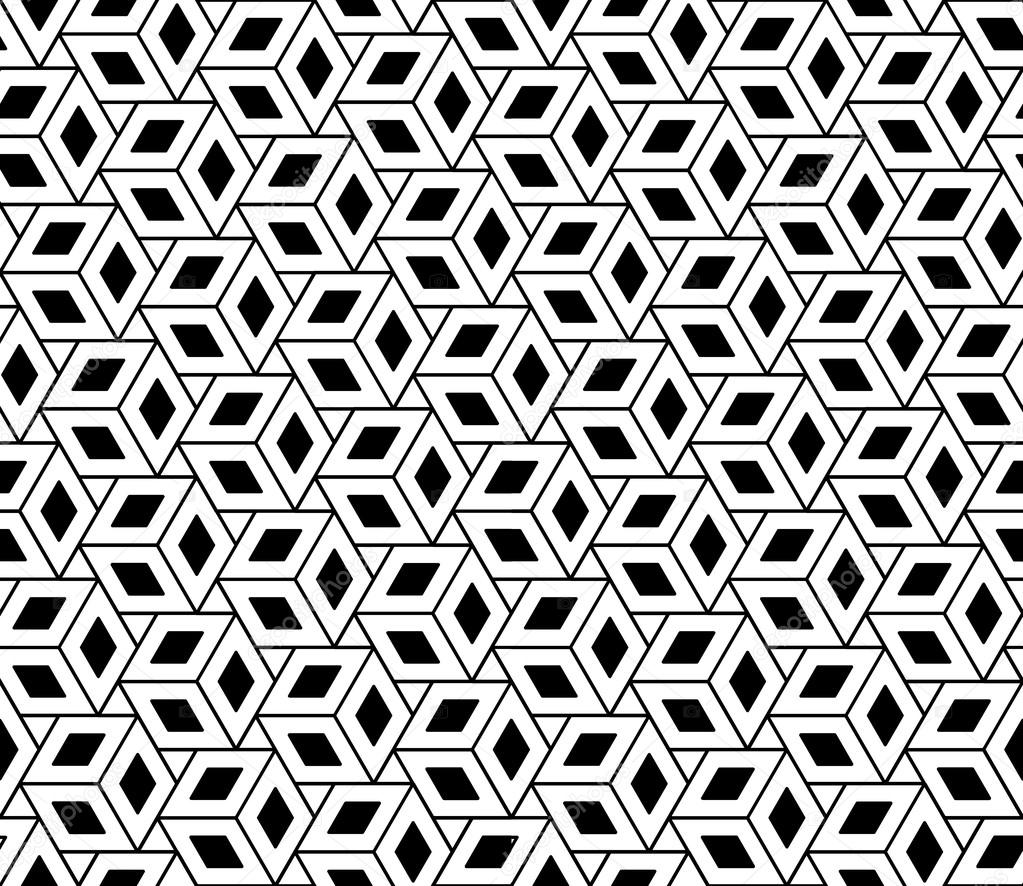 Vector modern seamless geometry pattern cubes, black and white abstract geometric background, trendy print, monochrome retro texture, hipster fashion design