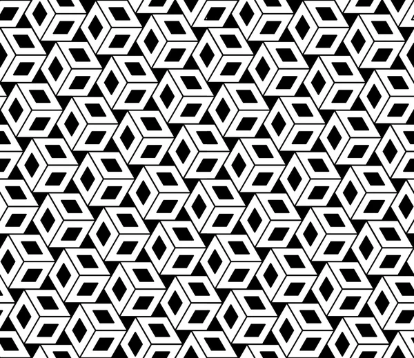 Motif géométrique vectoriel moderne sans couture cubes, fond géométrique abstrait noir et blanc, imprimé tendance, texture rétro monochrome, design de mode hipster — Image vectorielle