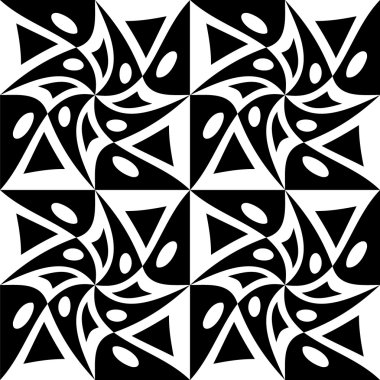 Vektör modern sorunsuz geometri desen trippy, siyah ve beyaz soyut geometrik arka plan, modaya uygun yazıcı, tek renkli retro doku, hippi moda tasarımı