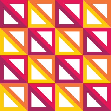 Modern kesintisiz renkli geometri üçgen desen vektör, renk soyut geometrik arka plan, trendy çok renkli baskı, retro doku, hippi moda tasarımı