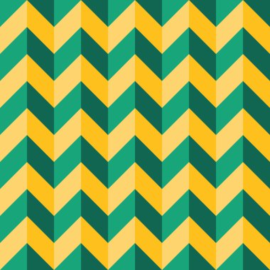 Modern kesintisiz renkli geometri chevron satırları desen vektör, renk yeşil sarı soyut geometrik arka plan, trendy çok renkli baskı, retro doku, hippi moda tasarımı