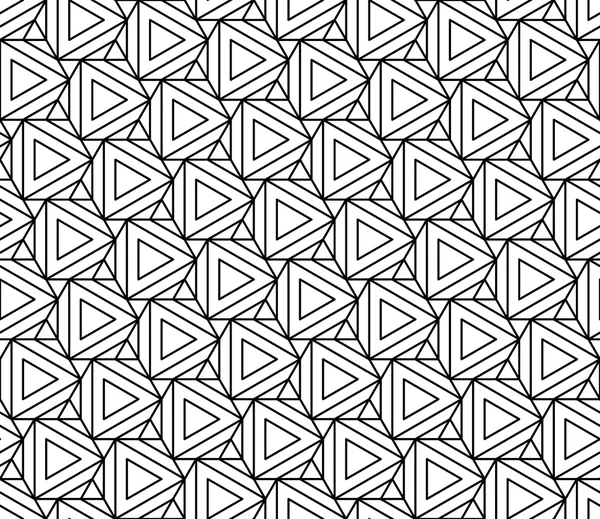 Motif géométrique vectoriel moderne sans couture hexagone, fond géométrique abstrait noir et blanc, imprimé tendance, texture rétro monochrome, design de mode hipster — Image vectorielle