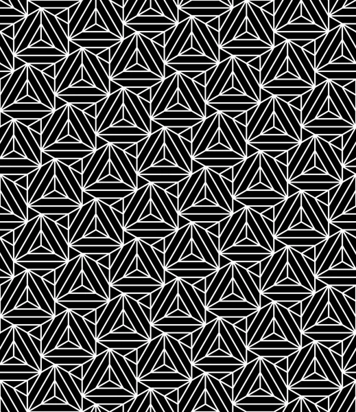 Vektor moderne nahtlose heilige Geometrie Muster Dreiecke Illusion, Schwarz-Weiß abstrakten geometrischen Hintergrund, trendigen Druck, monochrome Retro-Textur, Hipster-Mode-Design — Stockvektor