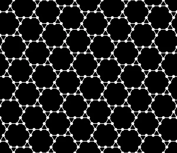 Grille hexagonale vectorielle moderne sans couture, fond géométrique abstrait noir et blanc, imprimé tendance, texture rétro monochrome, design de mode hipster — Image vectorielle
