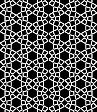 Vektör modern sorunsuz kutsal geometri desen altıgen, siyah ve beyaz soyut geometrik arka plan, modaya uygun yazıcı, tek renkli retro doku, hippi moda tasarımı