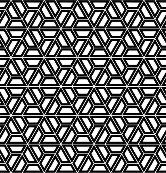 Vetor moderno sem costura padrão geometria sagrada hexágono, preto e branco fundo geométrico abstrato, impressão travesseiro, textura retro monocromática, design de moda hipster — Vetor de Stock