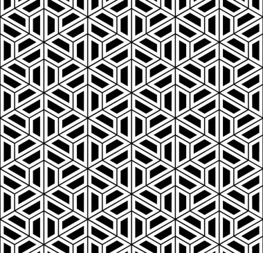 Vektör modern sorunsuz kutsal geometri desen altıgen, siyah ve beyaz soyut geometrik arka plan, yastık yazıcı, tek renkli retro doku, hippi moda tasarımı