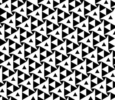 Vektör modern sorunsuz geometri desen üçgen, siyah ve beyaz soyut geometrik arka plan, modaya uygun yazıcı, tek renkli retro doku, hippi moda tasarımı